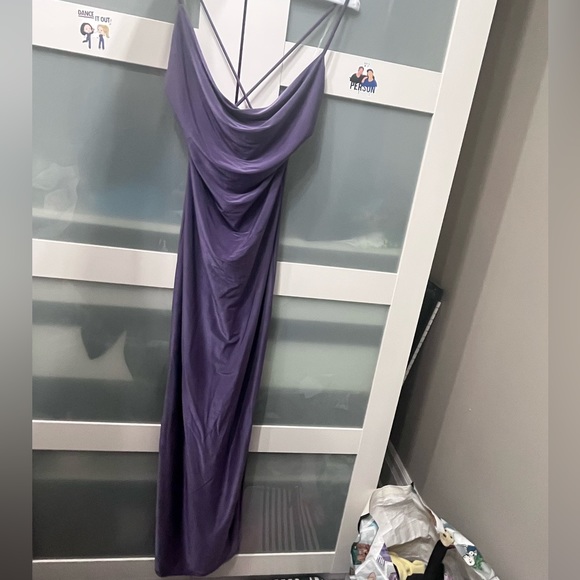 long purple dress with double slit, size large - Picture 1 of 2